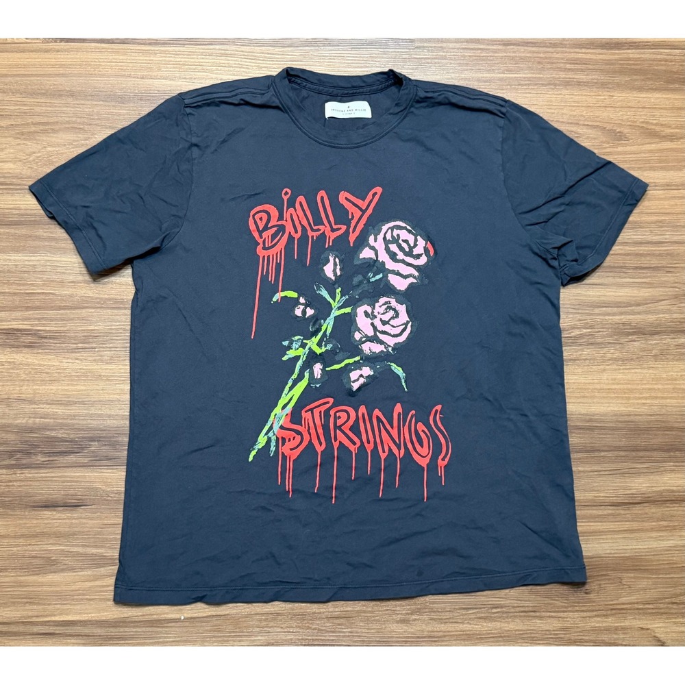 Imogene and Willie Billy Strings Rose Graphic Tee Shirt Charcoal Gray Sz Large